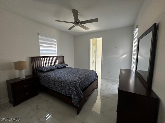 bedroom featuring ceiling fan