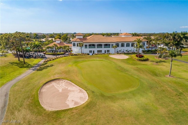 drone / aerial view featuring golf course view