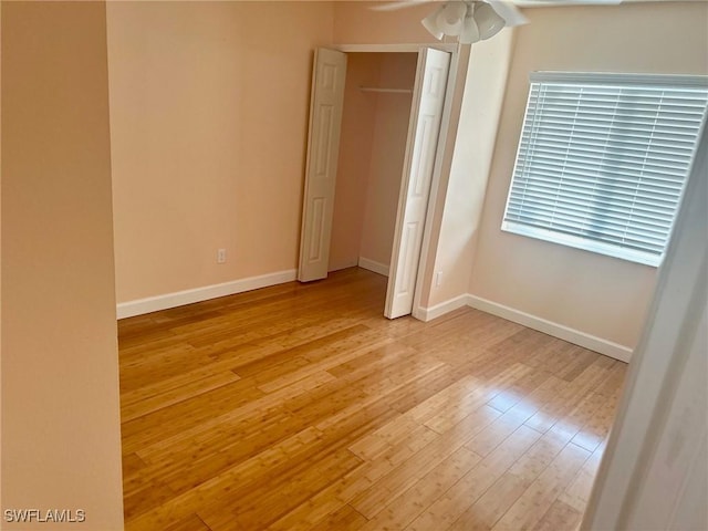 unfurnished bedroom featuring light hardwood / wood-style flooring