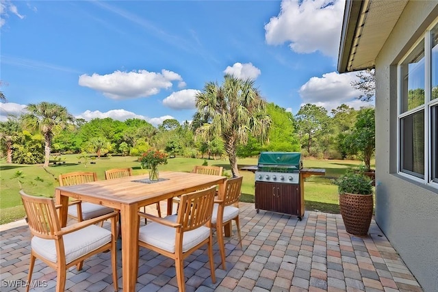 view of patio / terrace featuring a grill