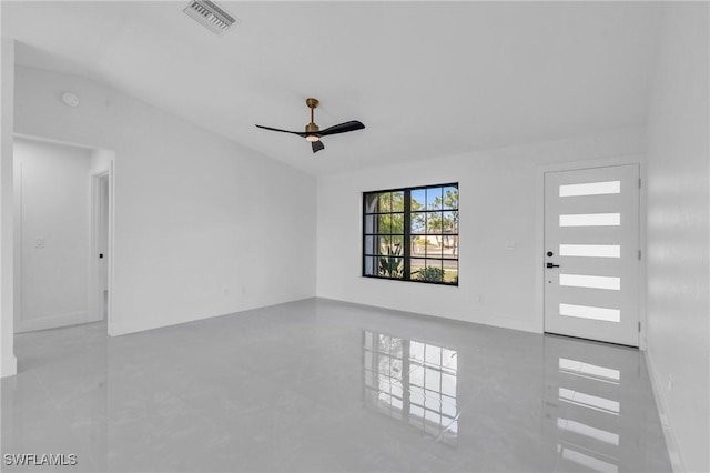 interior space with ceiling fan