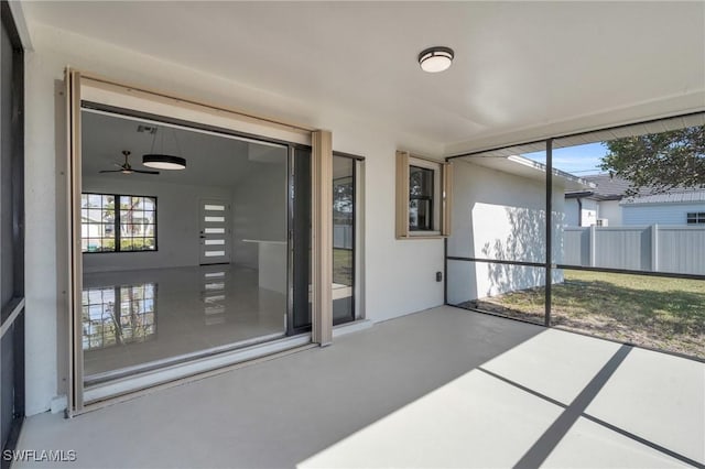 view of unfurnished sunroom