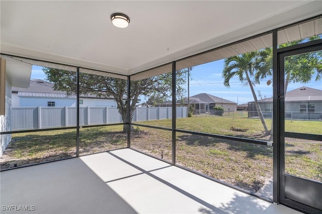 view of unfurnished sunroom