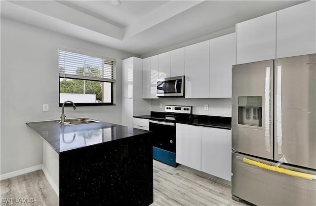 kitchen with white cabinetry, sink, and stainless steel appliances