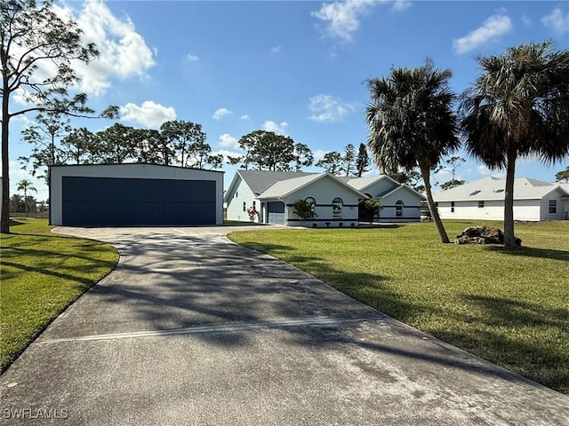 view of front facade featuring a garage and a front yard