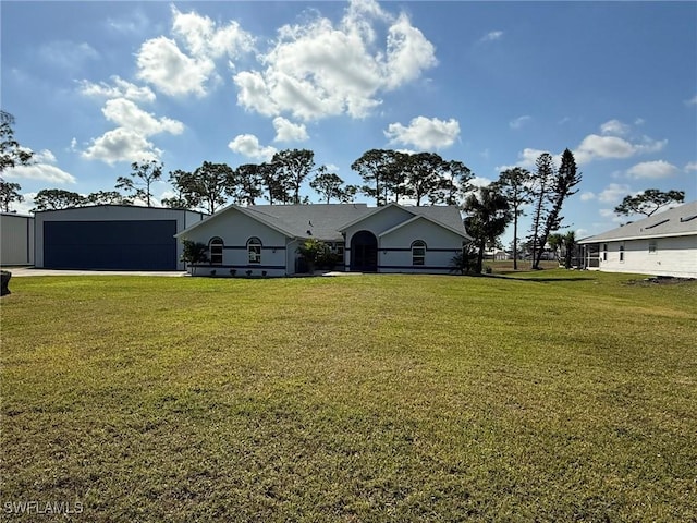 ranch-style house with a front lawn