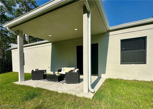 exterior space featuring an outdoor living space