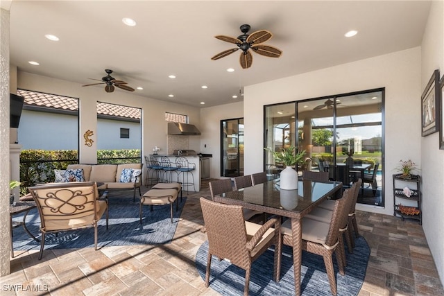 dining area with ceiling fan