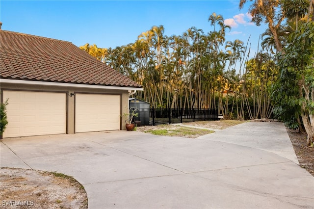 view of garage