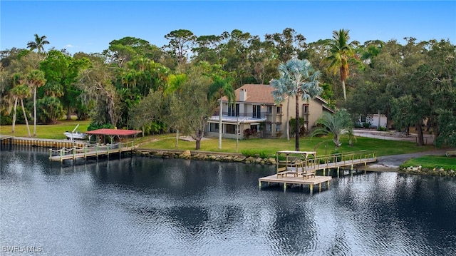 water view with a dock