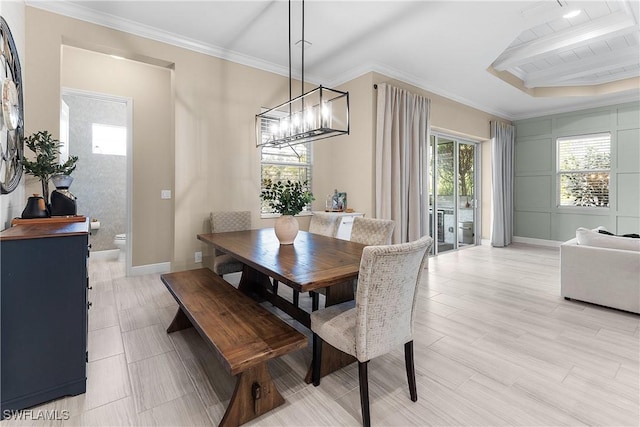 dining room with crown molding