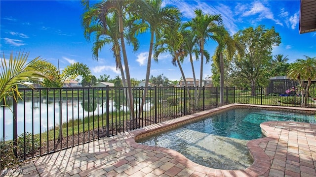 view of pool featuring a fenced in pool and a fenced backyard