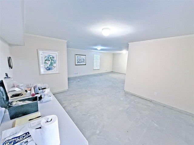 interior space with crown molding