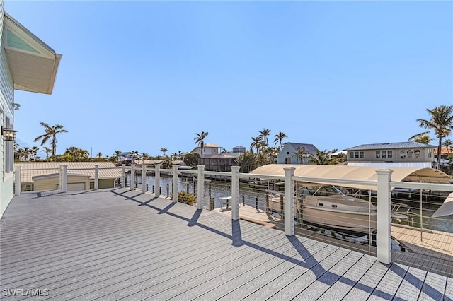 view of dock featuring a water view