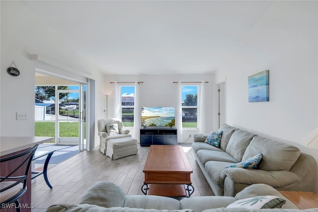 living room featuring light hardwood / wood-style floors