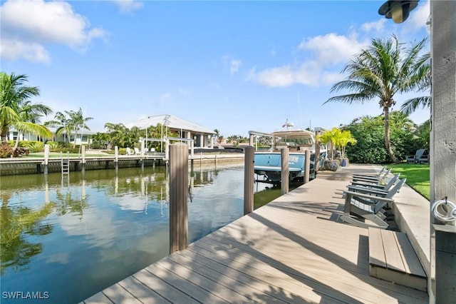 view of dock featuring a water view