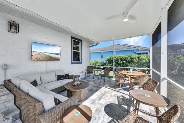 1533 San Marco Rd, Marco Island, FL 34145 - sunroom / solarium with outdoor lounge area, outdoor dining space, and a ceiling fan