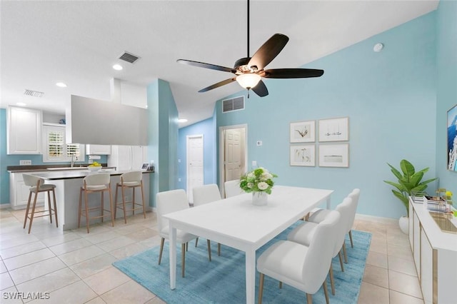 7912 Umberto Ct, Naples, FL 34114 - tiled dining space featuring vaulted ceiling and ceiling fan