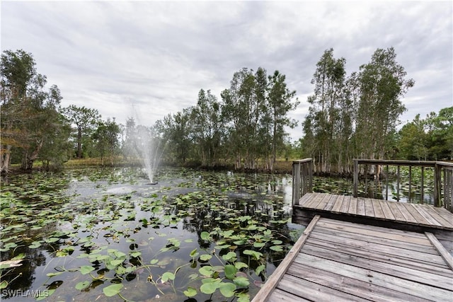 view of dock featuring a water view