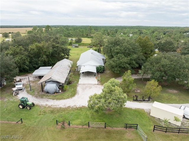 aerial view featuring a rural view