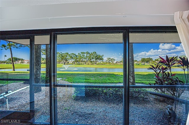 doorway with a water view