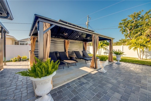 view of patio / terrace with a gazebo