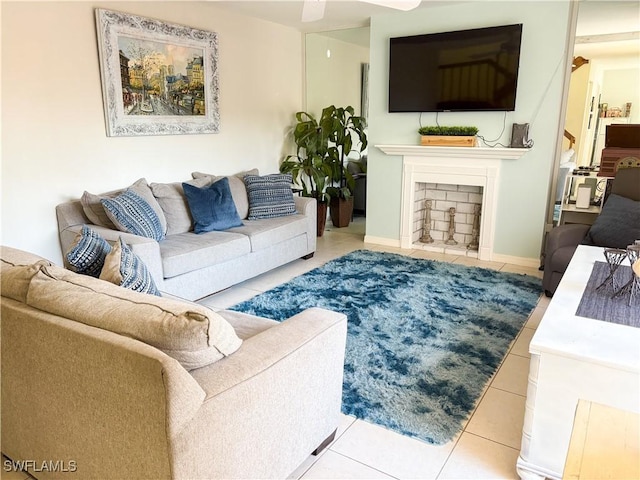 view of tiled living room