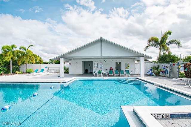 view of pool featuring a patio area