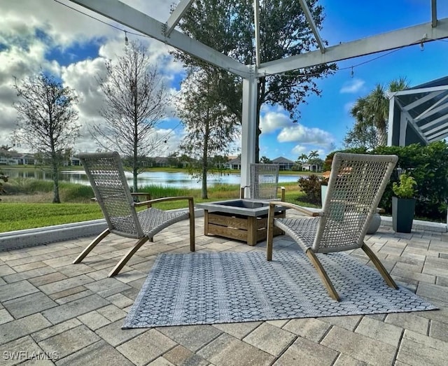 unfurnished sunroom with a water view