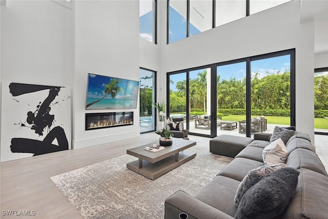 living room featuring light wood-type flooring