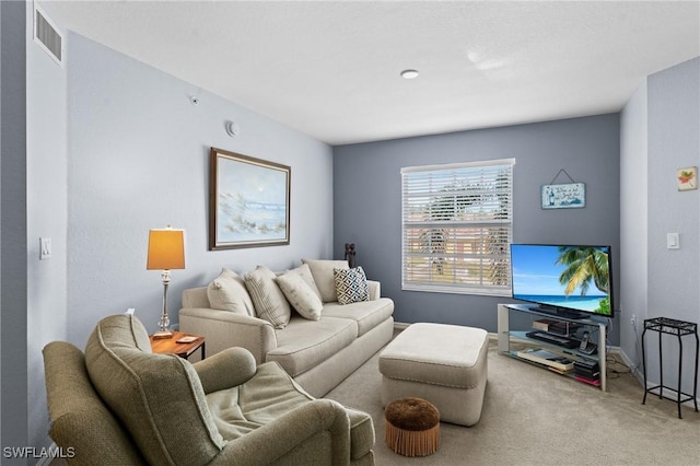 living room featuring carpet flooring