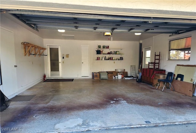 garage with a garage door opener