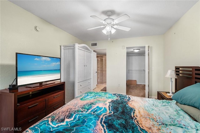 bedroom featuring ceiling fan