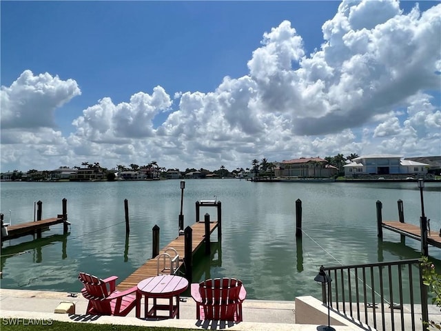 dock area featuring a water view