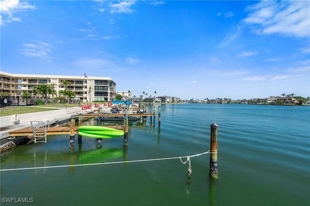 view of dock featuring a water view