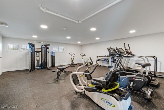 exercise room with a healthy amount of sunlight