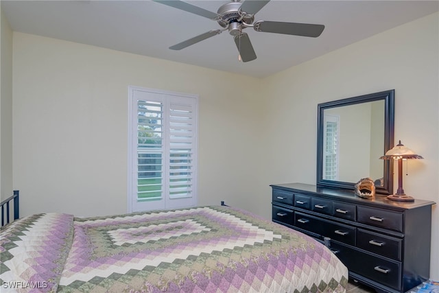 bedroom featuring ceiling fan