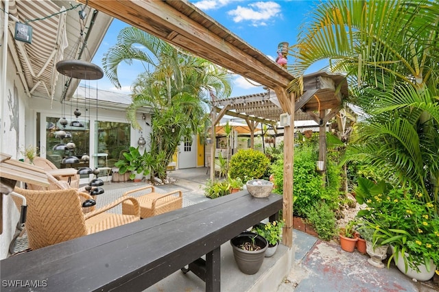 view of patio / terrace featuring a pergola