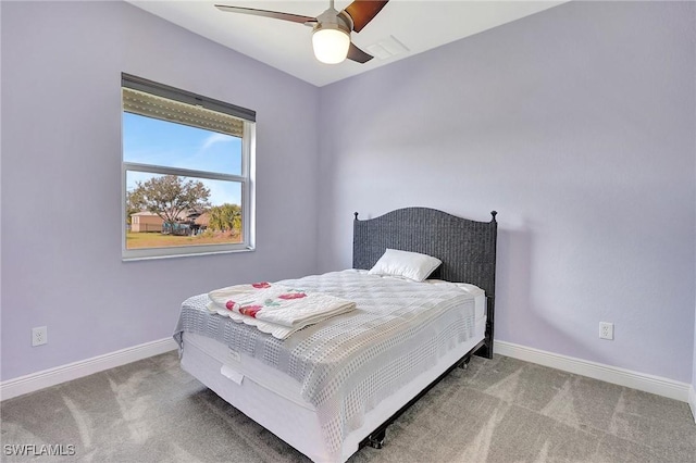 bedroom with carpet flooring and ceiling fan