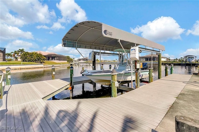 view of dock featuring a water view