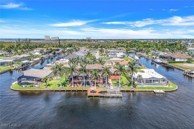 bird's eye view featuring a water view