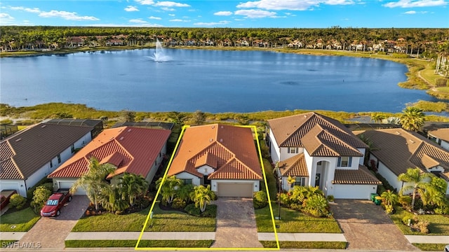 1606 Santiago Cir, Naples, FL 34113 - drone / aerial view featuring a water view and a residential view