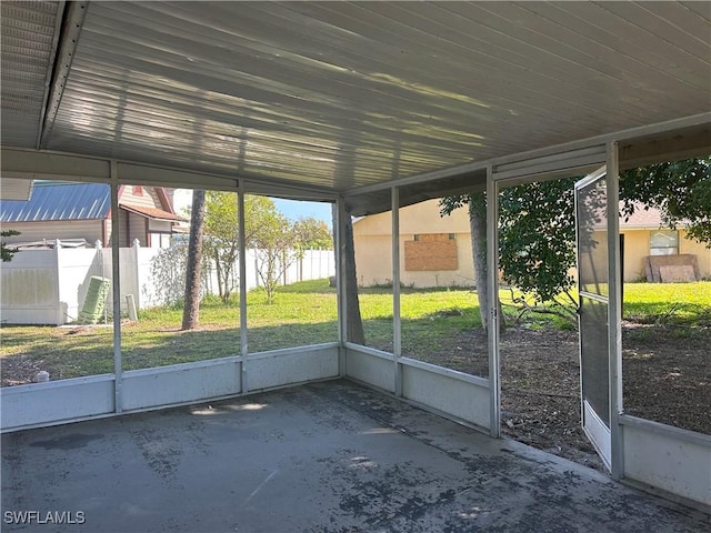 view of unfurnished sunroom