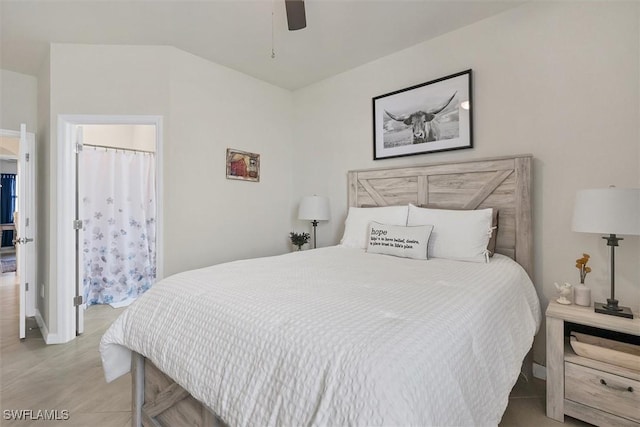 bedroom featuring ceiling fan