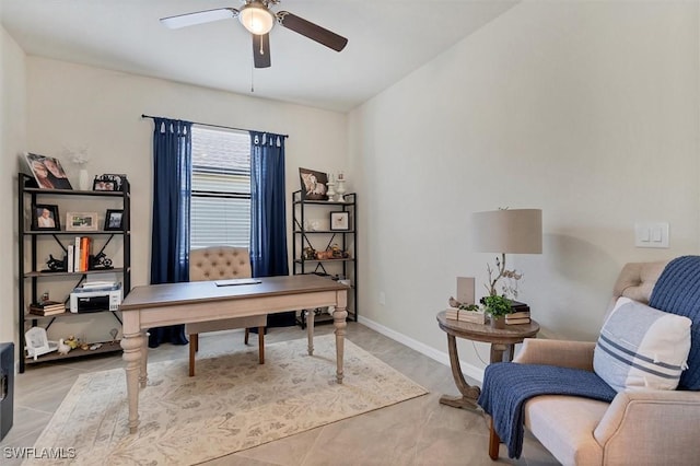 office featuring ceiling fan