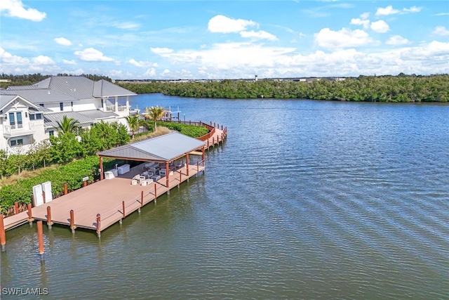 dock area featuring a water view