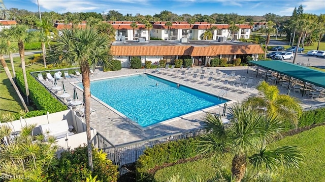 view of pool featuring a patio