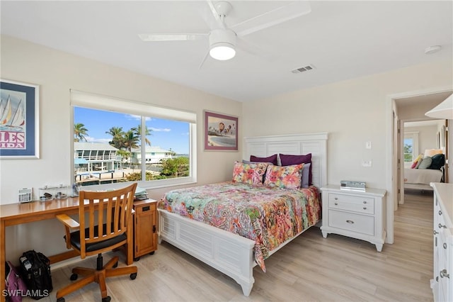 bedroom featuring light wood-type flooring