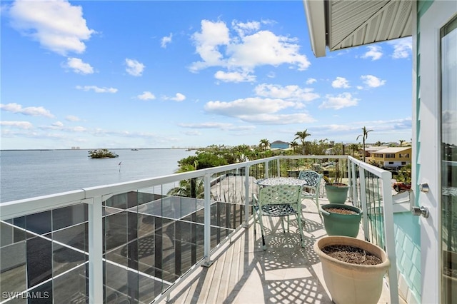 balcony with a water view