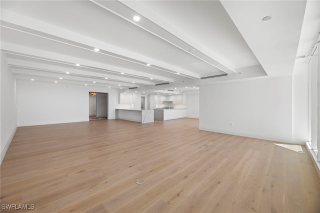 unfurnished living room with light wood-type flooring